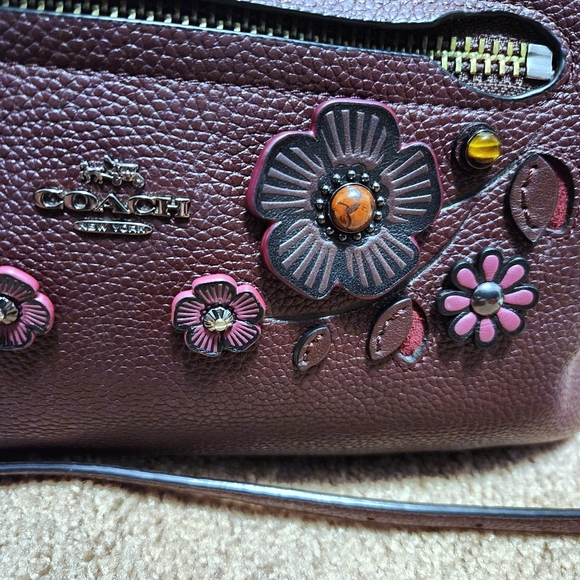 RARE Coach Willow Floral Detail Primrose Satchel, Color: Oxblood, Style 55518 - Picture 11 of 16